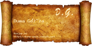 Duma Géza névjegykártya