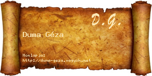 Duma Géza névjegykártya
